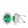 18K PENDIENTES ORO BLANCO DIAMANTES BRILLANTES 0.84 QTS. ESMERALDA 2.20QTS.