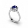 18K SORTIJA ORO BLANCO CUAJO CON DIAMANTES 0,42 QTS. ZAFIRO: 8X6MM - 1,63 QTS.
