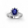 18K SORTIJA ORO BLANCO CUAJO CON DIAMANTES 0,42 QTS. ZAFIRO: 8X6MM - 1,63 QTS.