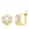 18K PENDIENTES ORO AMARILLO FLOR CON CIRCONITAS Y PERLAS. 8 X 8 MM. CATALAN
