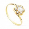 18K SORTIJA ORO AMARILLO FLOR CON CIRCONITAS Y PERLA 3,5 MM.