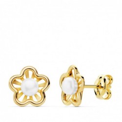 18K PENDIENTES FLOR 8 X 7...