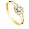 18K SORTIJA ORO BICOLOR FLOR CON CIRCONITAS. 13 X 7 MM. ANCHO CUERPO: 1,5 MM