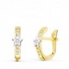 18K PENDIENTES ORO BICOLOR ESTRELLAS Y CIRCONITAS 13 X 3 MM. CIERRE CATALAN