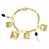 18K PULSERA ORO AMARILLO PIEDRAS Y CUADRADOS.