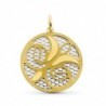 18K COLGANTE ORO BICOLOR CIRCULO MATE Y BRILLO 32 MM