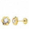 18K PENDIENTES ORO AMARILLO FLOR TALLADA. 7 X 7 MM.