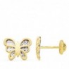 18K PENDIENTES MARIPOSA BICOLOR. 10 X 8 MM.