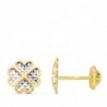 18K PENDIENTES TRÉBOL ORO BICOLOR 8 X 8 MM.