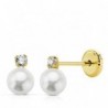 18K PENDIENTES ORO AMARILLO PERLAS GARRAS. 6 X 3,5 MM