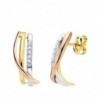 18K PENDIENTES BANDAS TRICOLOR CIRCONITAS 15 X 5 MM.
