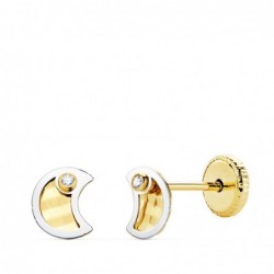 18K PENDIENTES LUNA ORO...