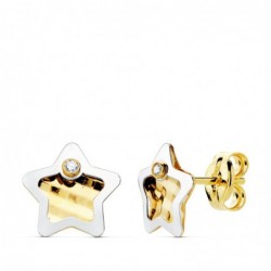 18K PENDIENTES ORO BICOLOR...