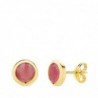 18K PENDIENTES CHATON PIEDRA ROSA. 6,5 MM.