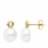 18K PENDIENTES PERLAS Y FLOR. 12 X 8 MM. CIERRE PRESIÓN