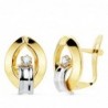 18K PENDIENTES ORO BICOLOR BANDAS Y CIRCONITAS 14 X 10 MM.