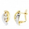 18K PENDIENTES ORO BICOLOR BANDAS Y CIRCONITAS 14 X 8 MM.