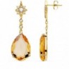 18K PENDIENTES PIEDRA PERA COLOR CHAMPAGNE. 41 X 13 MM.