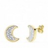 18K PENDIENTES ORO BICOLOR LUNA CON CIRCONITAS. 11 X 9 MM. CIERRE PRESIÓN.