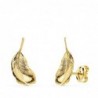 18K PENDIENTES ORO AMARILLO PLUMAS 16 X 7 MM. CIERRE PRESIÓN