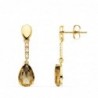 18K PENDIENTES ORO AMARILLO PIEDRA GOTA COLOR FUMÉ. 28 X 7 MM.