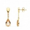 18K PENDIENTES ORO AMARILLO PIEDRA GOTA COLOR KUNCITA. 28 X 7 MM.