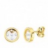 18K PENDIENTES ORO AMARILLO REDONDOS AIRSHINE TRANSPARENTE Y CIRCONITAS. 8 MM.