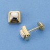 18K PENDIENTES ORO BICOLOR CUADRADO. 6 X 6 MM.