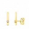 18K PENDIENTES ORO AMARILLO TREPADOR MINI BARRA CON CIRCONITA. 10 X 1,5 MM