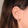 18K PENDIENTES ORO AMARILLO 1/2 ARO AGUAMARINA TALLA MARQUISE. 15 X 2MM. PRESION