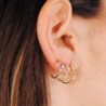 18K PENDIENTES ORO AMARILLO 1/2 ARO AMATISTA TALLA MARQUISE. 15 X 2MM. PRESION