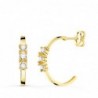 18K PENDIENTES AROS ABIERTOS ORO AMARILLO CON CIRCONITAS. 15 MM CIERRE PRESION