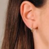 18K PENDIENTES ORO AMARILLO 1/2 ARO BOLITAS CON AGUAMARINA. 13 X 3MM. PRESION