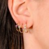 18K PENDIENTES ORO AMARILLO 1/2 ARO BOLITAS CON AGUAMARINA. 13 X 3MM. PRESION