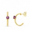 18K PENDIENTES ORO AMARILLO 1/2 ARO BOLITAS CON AMATISTA. 13 X 3MM. PRESION