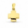 18K CRUZ ORO AMARILLO HUECA MATE Y BRILLO. 16 X 13 MM.