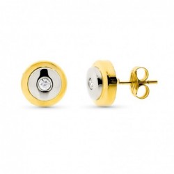 18K PENDIENTES ORO BICOLOR...