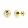 18K PENDIENTES ORO BICOLOR REDONDOS. 8 MM.