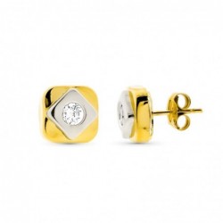 18K PENDIENTES ORO BICOLOR...