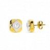 18K PENDIENTES ORO BICOLOR CUADRADOS. 8 X 8 MM.