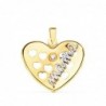 18K COLGANTE ORO BICOLOR CORAZON CON CORAZONES CALADOS Y CIRCONITA. 20 X 16 MM.