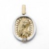 18K MEDALLA VIRGEN NIÑA ORO BICOLOR CALADA CON CIRCONITA. 24 X 17 MM