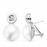 18K PENDIENTES ORO BLANCO PERLA JAPONESA 15 MM