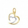 18K COLGANTE ORO BICOLOR DOBLE CORAZON EN BRILLO. 14 X 13 MM