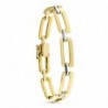 18K PULSERA ORO BICOLOR ESLABON RECTANGULAR Y BARRAMATE Y BRILLO