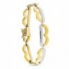 18K PULSERA ORO BICOLOR ESLABON LOBULOS CON GRECA