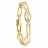 18K PULSERA ORO BICOLOR ESLABON OVAL Y RECTANGULAR MATE Y BRILLO
