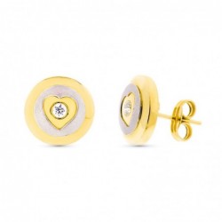 18K PENDIENTES ORO BICOLOR...