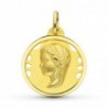 18K MEDALLA ORO AMARILLO VIRGEN NIÑA CALADA 22 MM.