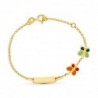 18K ESCLAVA ORO AMARILLO MARIPOSAS ESMALTE 16 CM
